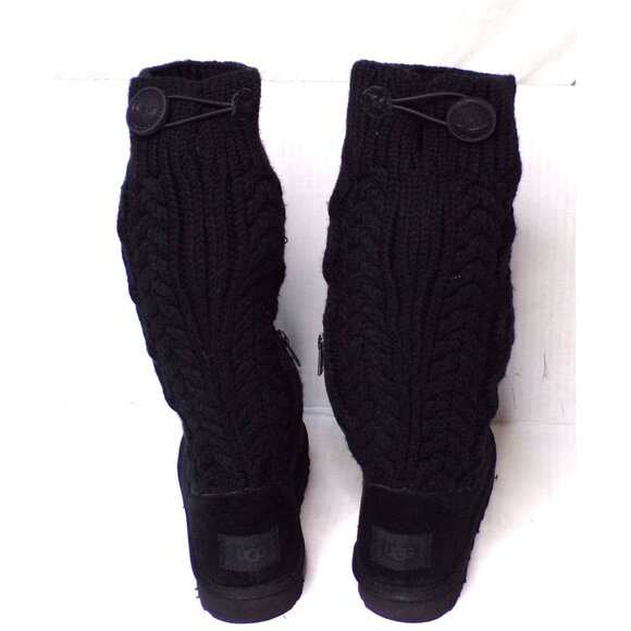 🆕UGG Classic Cardi Cable Knit Boot 8 Black - Picture 8 of 12